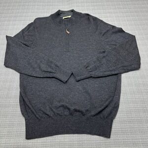 Donald Ross Merino Sweater‎ 1/4 Zip Medium Classic Grey Golf Academia Preppy